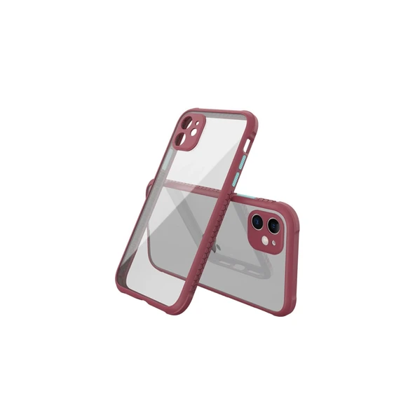 iPhone 12 Mini Kılıf Miami Şeffaf Silikon - Fuşya ürün görseli 1