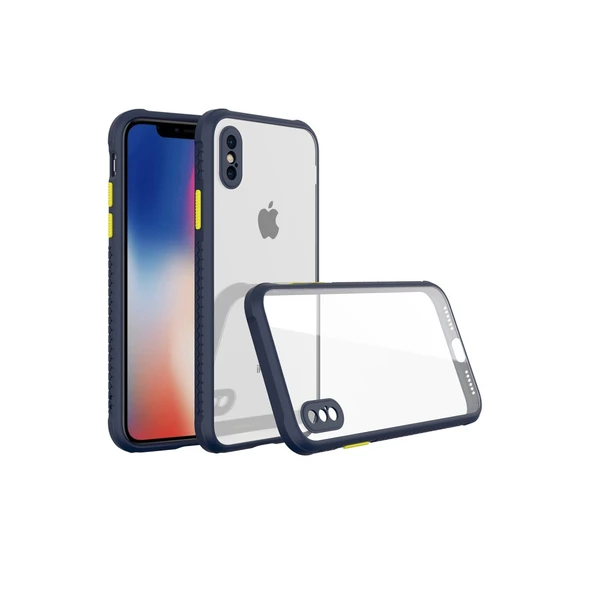 iPhone Xs Max Kılıf Miami Şeffaf Silikon - Lacivert ürün görseli 1
