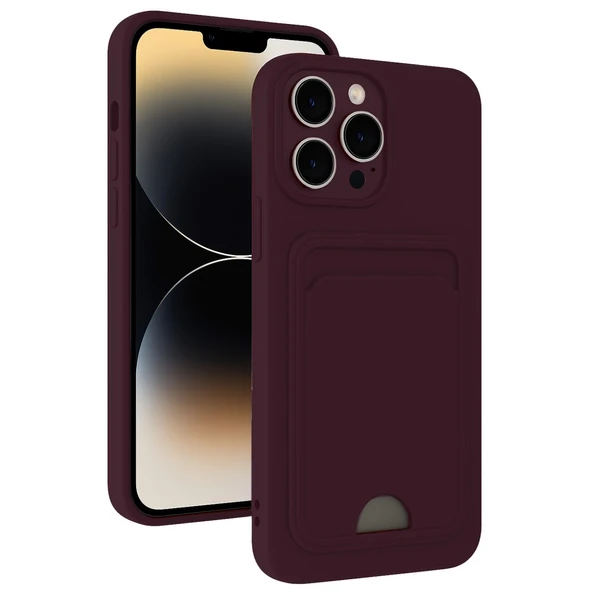 iPhone 13 Pro Kılıf Kelvin Kartvizitli Silikon - Derin Mor ürün görseli 1