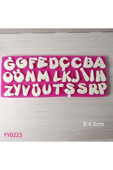 YY0223 Büyük Harf Kalp ve Çiçek Desenli Silikon Kalıp ürün görseli 1