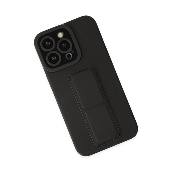 iPhone 13 Pro Max Kılıf Mega Standlı Silikon - Siyah - Resim 2