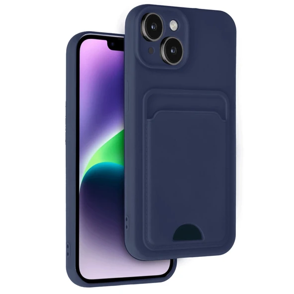 iPhone 14 Kılıf Kelvin Kartvizitli Silikon - Lacivert ürün görseli 1