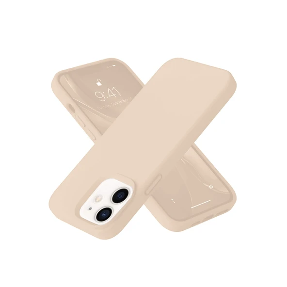iPhone 12 Kılıf Nano İçi Kadife Silikon - Pudra ürün görseli 1