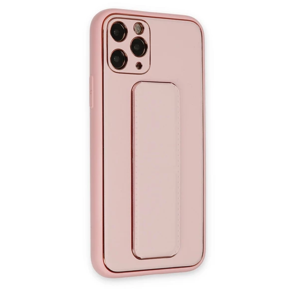 iPhone 11 Pro Kılıf Coco Deri Standlı Kapak - Pembe - Resim 2
