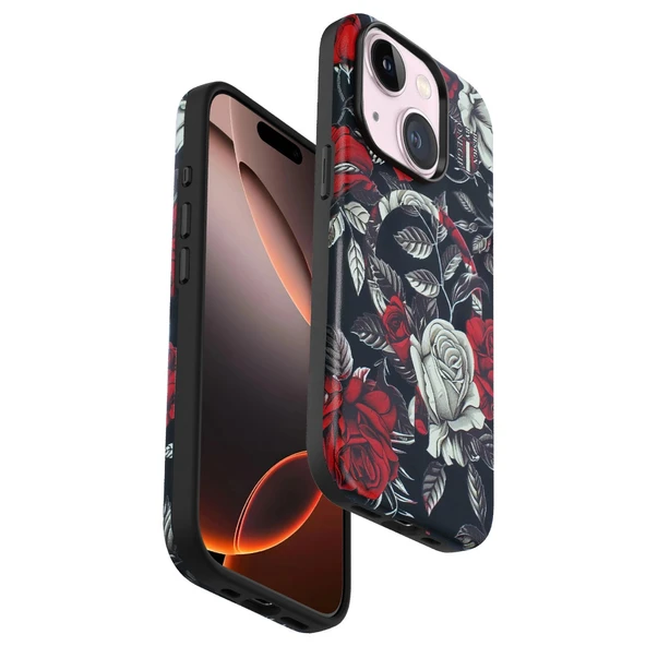 iPhone 15 Plus Flower Series Magsafe Kapak - Siyah ürün görseli 1