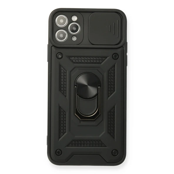 iPhone 11 Pro Kılıf Pars Lens Yüzüklü Silikon - Siyah ürün görseli 1