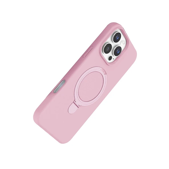 iPhone 16 Pro Max Regal Magsafe Standlı Kapak - Açık Pembe - Resim 3