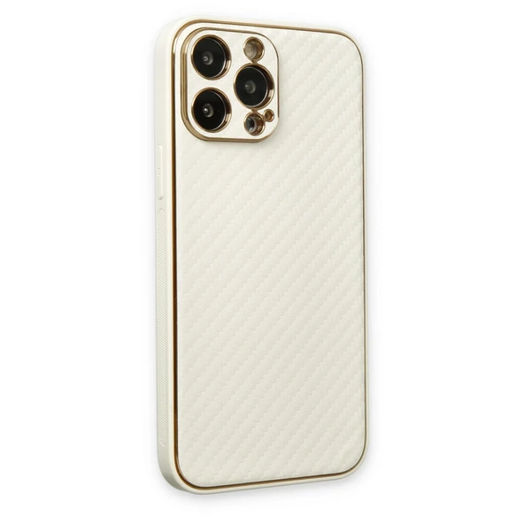iPhone 13 Pro Kılıf Coco Karbon Silikon - Beyaz - Resim 3