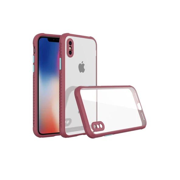 iPhone Xs Max Kılıf Miami Şeffaf Silikon - Fuşya ürün görseli 1