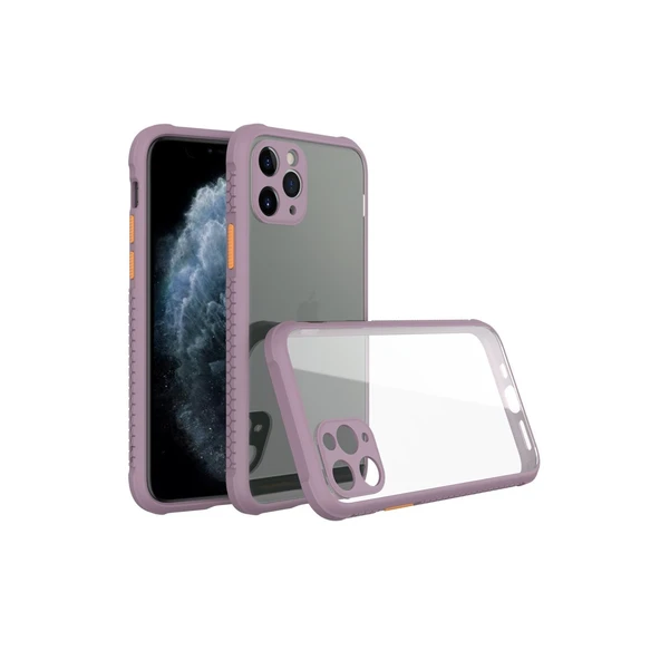 iPhone 11 Pro Max Kılıf Miami Şeffaf Silikon - Açık Mor ürün görseli 1