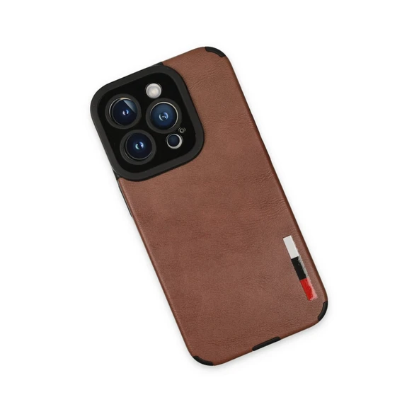 iPhone 14 Pro Max Kılıf Loop Deri Silikon - Kahverengi - Resim 3
