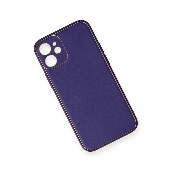 iPhone 12 Mini Kılıf Coco Deri Silikon Kapak - Mor - Resim 2