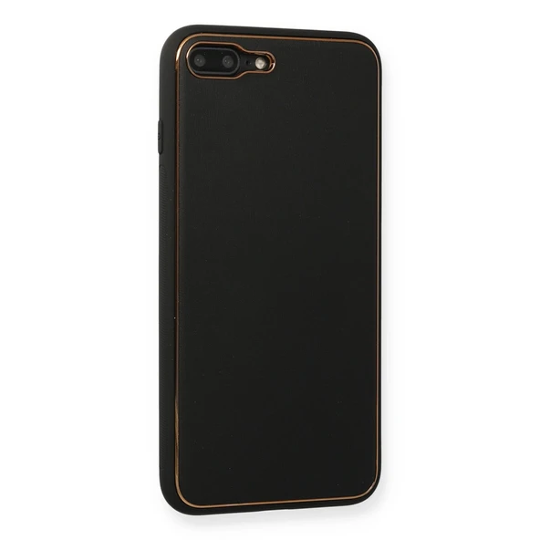 iPhone 7 Plus Kılıf Coco Deri Silikon Kapak - Siyah - Resim 2