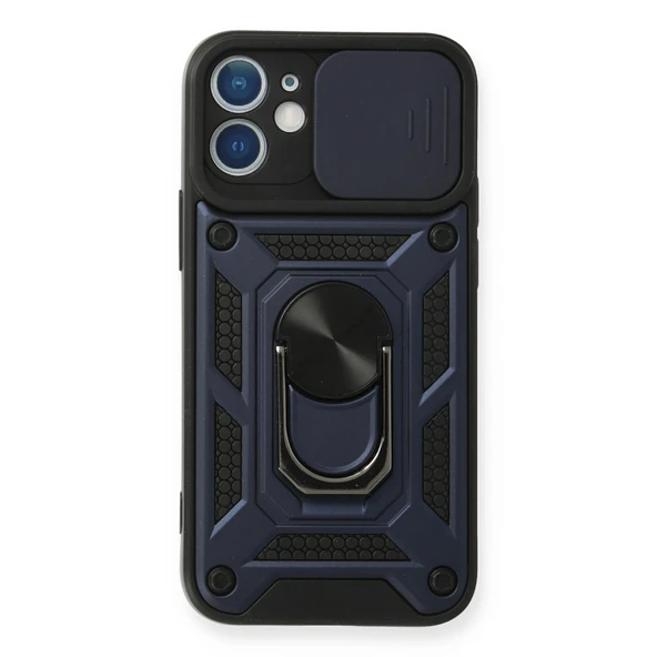 iPhone 12 Kılıf Pars Lens Yüzüklü Silikon - Lacivert ürün görseli 1