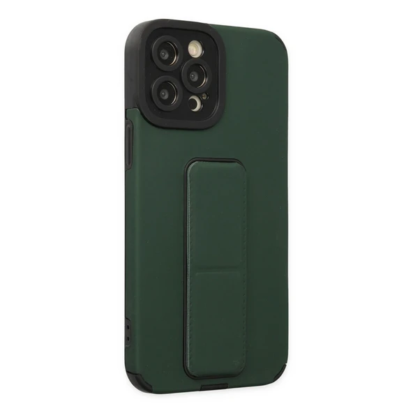 iPhone 12 Pro Max Kılıf Mega Standlı Silikon - Yeşil - Resim 2