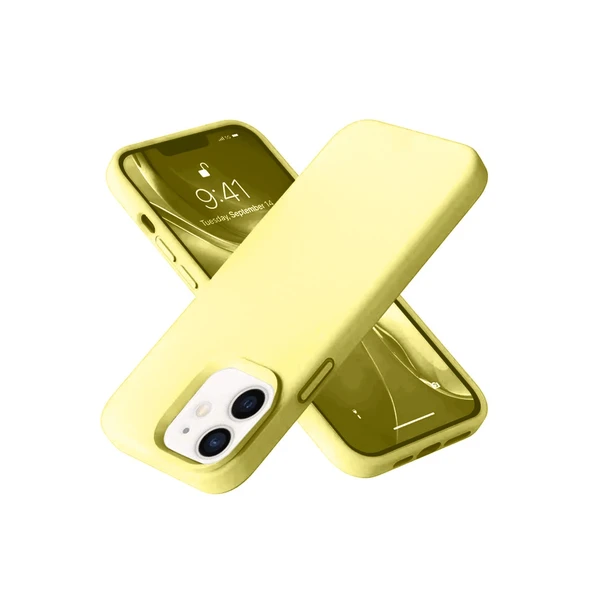 iPhone 12 Kılıf Nano İçi Kadife Silikon- Sarı ürün görseli 1
