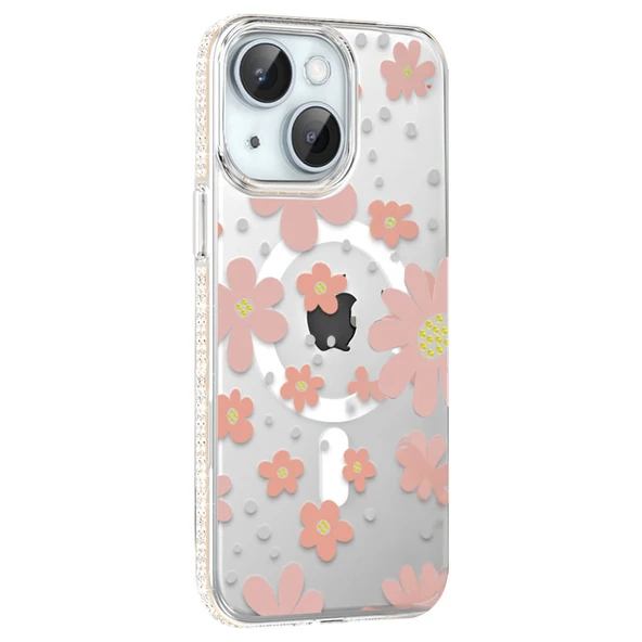 iPhone 14 Floral Magsafe Kapak - Pembe ürün görseli 1
