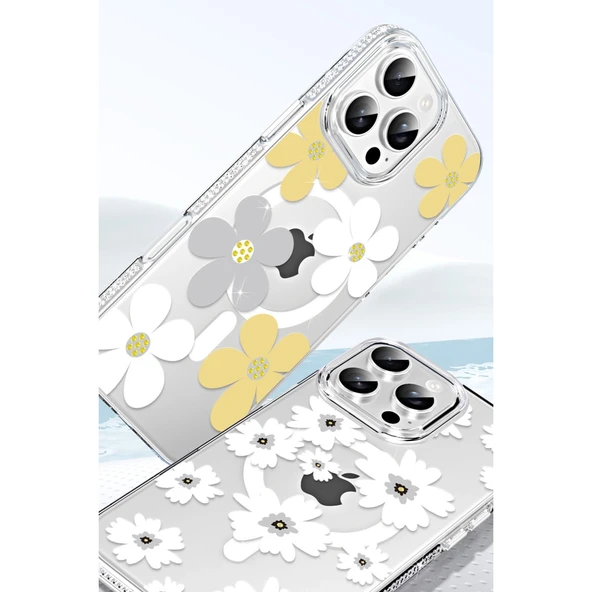iPhone 14 Floral Magsafe Kapak - Pembe - Resim 2