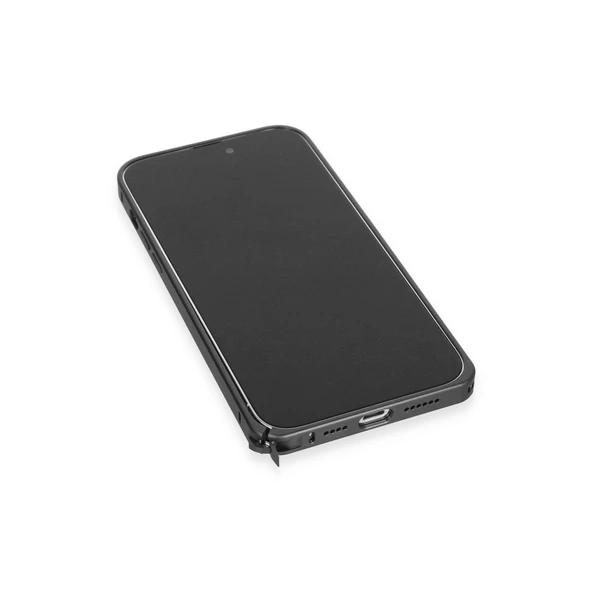 iPhone 15 Pro Max Metal Bumper Mat Kapak - Siyah - Resim 6