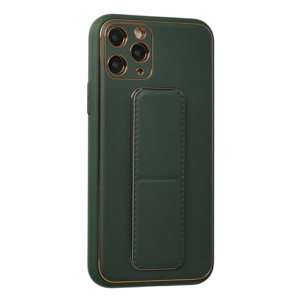 iPhone 11 Pro Kılıf Coco Deri Standlı Kapak - Yeşil - Resim 2