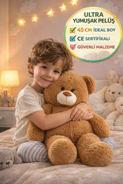 45 cm Kahverengi Pelüş Oyuncak Ayı Büyük Boy Yumuşak Ayıcık CE Sertifikalı Uyku Arkadaşı ürün görseli 1