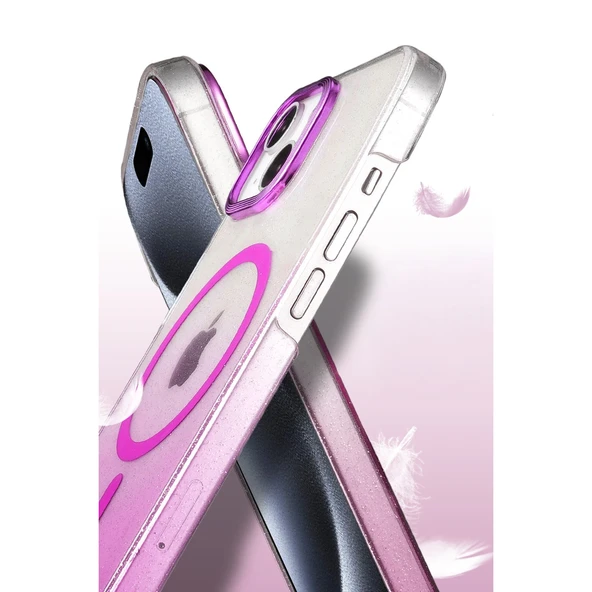 iPhone 15 Plus Glossy Magsafe Kapak - Çöl Titanyum - Resim 3