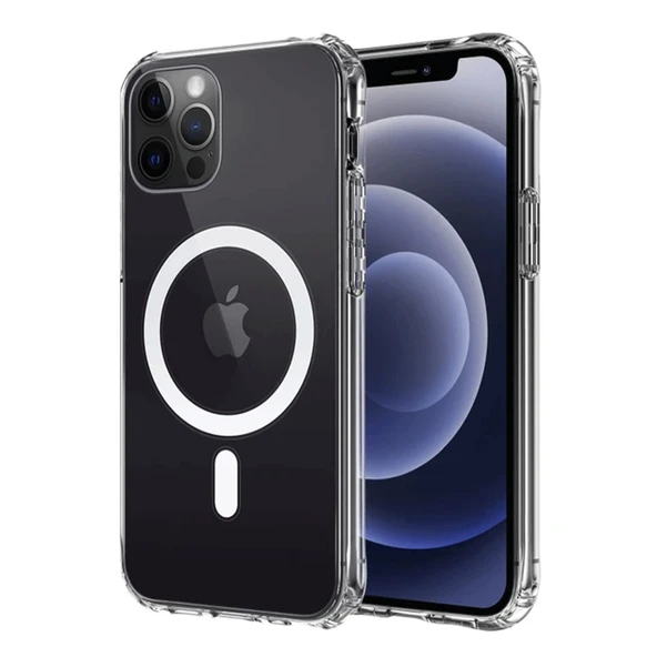 iPhone 12 Kılıf Magneticsafe Şeffaf Silikon - Şeffaf ürün görseli 1