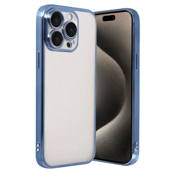 iPhone 15 Pro Max Kamera Korumalı Lensli Silikon - Açık Mavi ürün görseli 1