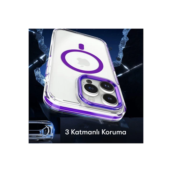 iPhone 15 Pro Max Bella Magsafe Kapak - Derin Mor - Resim 5