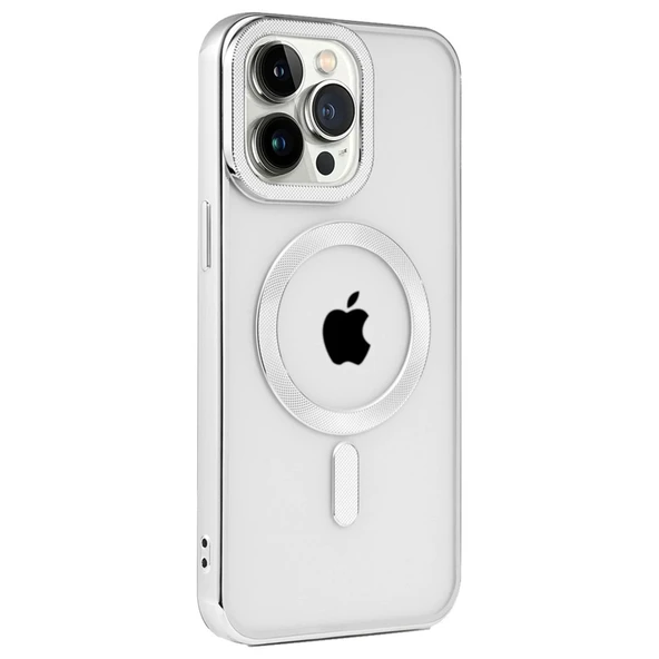 iPhone 15 Pro Max Kılıf Kronos Magsafe Kapak - Gümüş - Resim 2