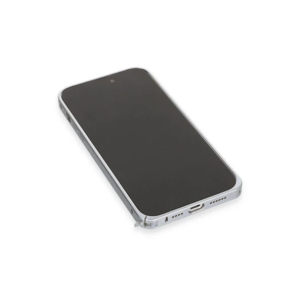iPhone 15 Pro Max Metal Bumper Mat Kapak - Gri - Resim 6