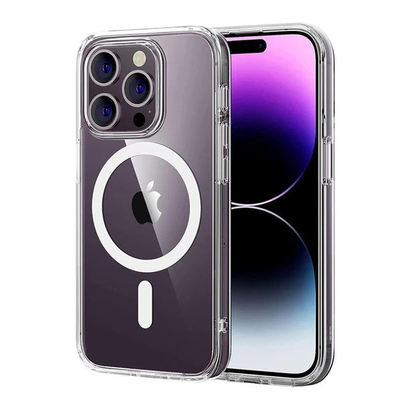 iPhone 15 Pro Max Combo Sert Şeffaf Magsafe Kapak - Şeffaf ürün görseli 1