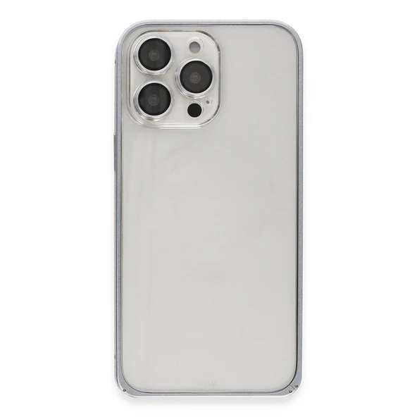 iPhone 15 Pro Max Metal Bumper Mat Kapak - Gri - Resim 2