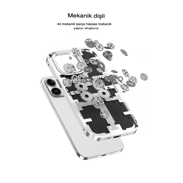 iPhone 13 Pro Kılıf Mekanik Bumper Kapak - Derin Mor - Resim 3