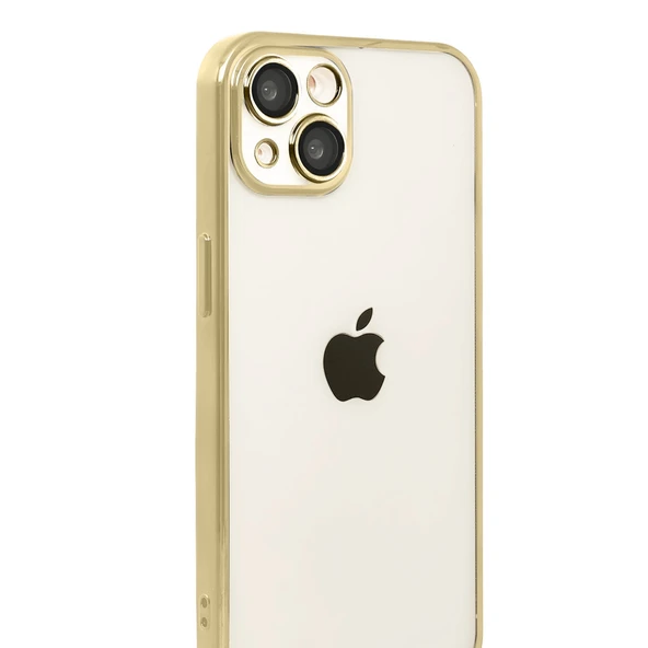iPhone 15 Kamera Korumalı Lensli Silikon - Gold - Resim 2