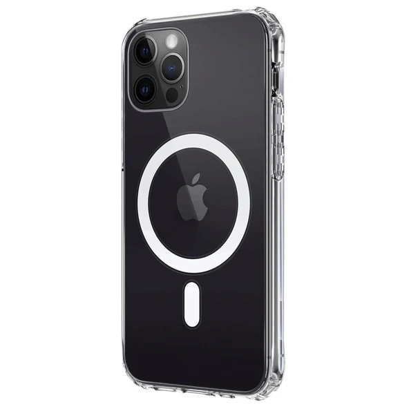 iPhone 12 Kılıf Magneticsafe Şeffaf Silikon - Şeffaf - Resim 2