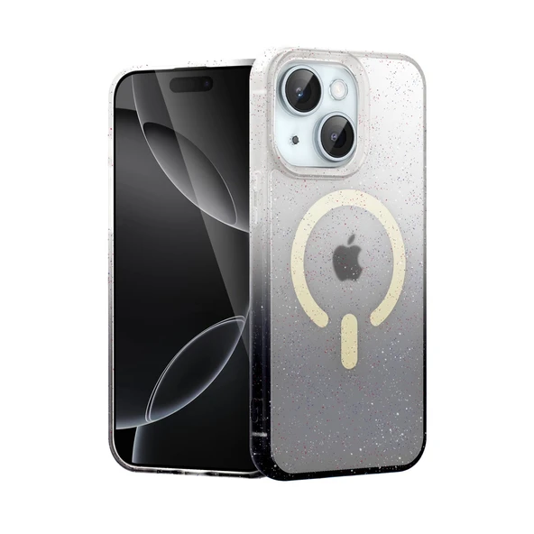 iPhone 15 Plus Pummel Shiny Magsafe Kapak - Siyah ürün görseli 1