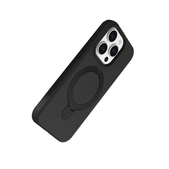 iPhone 15 Pro Max Regal Magsafe Standlı Kapak - Siyah - Resim 3
