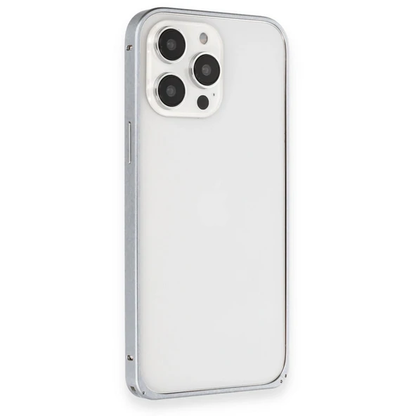 iPhone 15 Pro Max Metal Bumper Mat Kapak - Gri - Resim 3