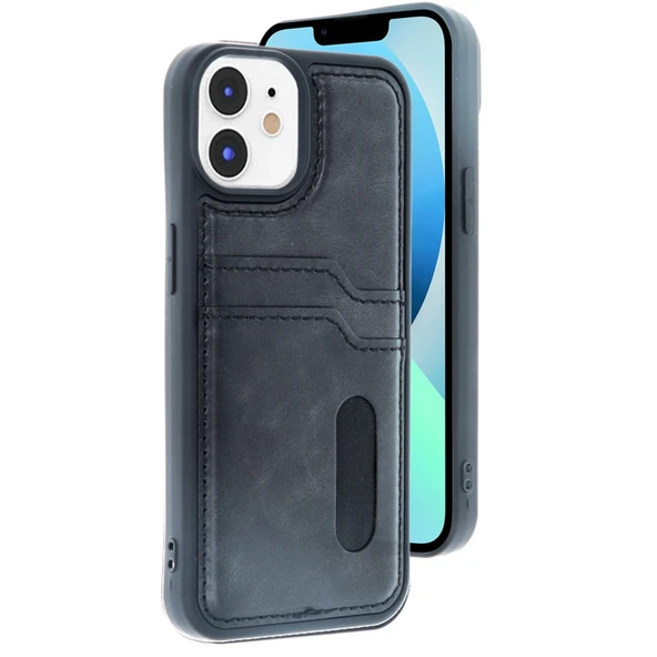 iPhone 11 Kılıf Sara Kartvizitli Deri Kılıf - Siyah ürün görseli 1