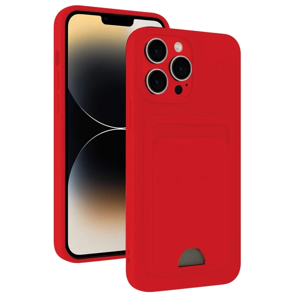 iPhone 13 Pro Max Kılıf Kelvin Kartvizitli Silikon - Kırmızı ürün görseli 1