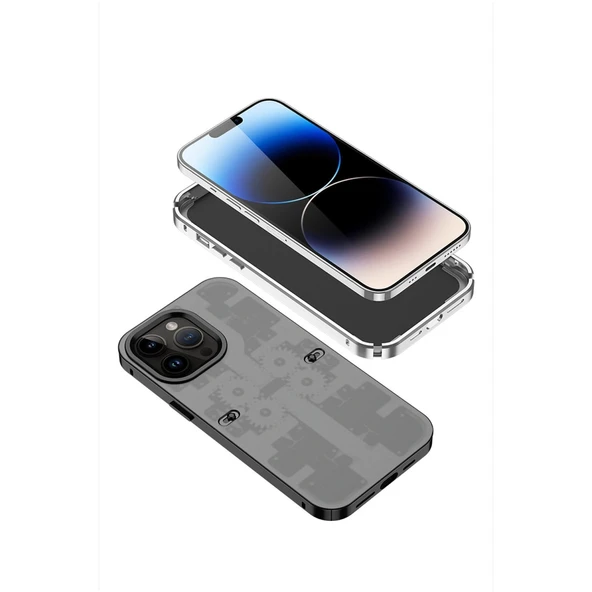 iPhone 13 Pro Kılıf Mekanik Bumper Kapak - Derin Mor - Resim 5