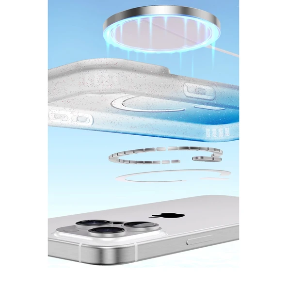 iPhone 15 Pro Pummel Shiny Magsafe Kapak - Mor - Resim 3