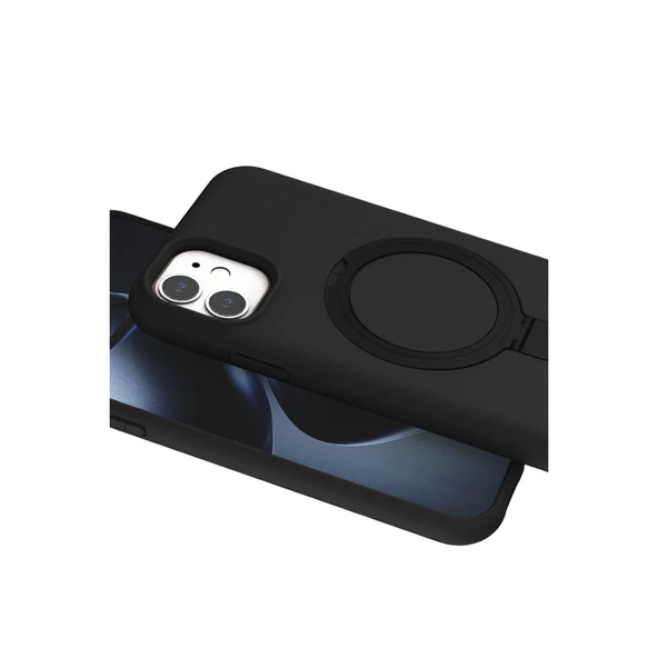 iPhone 11 Regal Magsafe Standlı Kapak - Siyah - Resim 4
