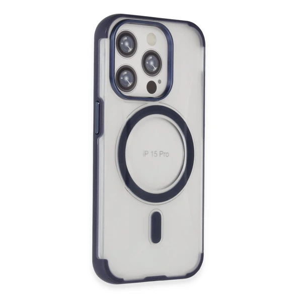 iPhone 15 Pro Hilton Magsafe Kapak - Lacivert - Resim 2