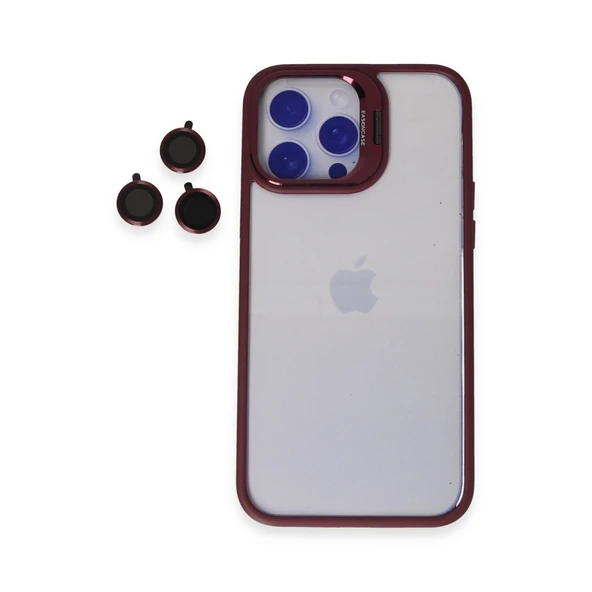 iPhone 14 Pro Kılıf Roblox Lens Standlı Kapak - Bordo ürün görseli 1