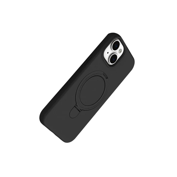 iPhone 15 Plus Regal Magsafe Standlı Kapak - Siyah - Resim 3