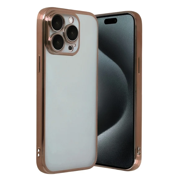 iPhone 15 Pro Max Kamera Korumalı Lensli Silikon - Çöl Titanyum ürün görseli 1