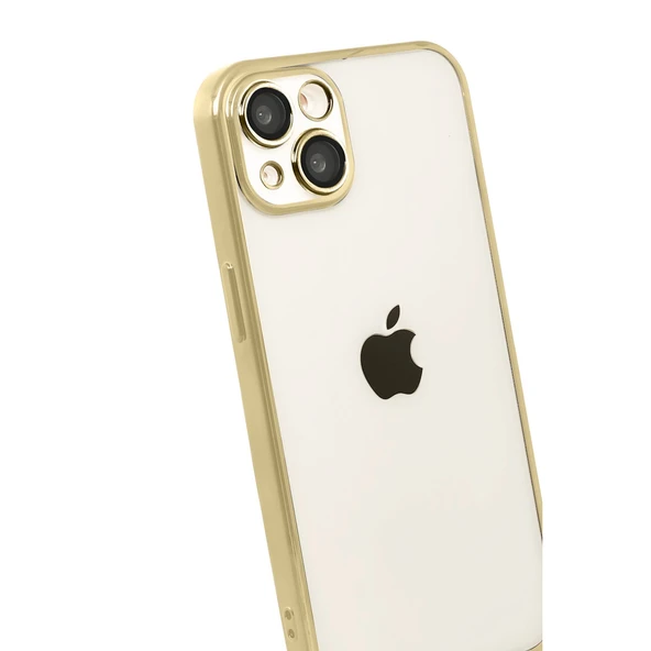 iPhone 15 Kamera Korumalı Lensli Silikon - Gold - Resim 3