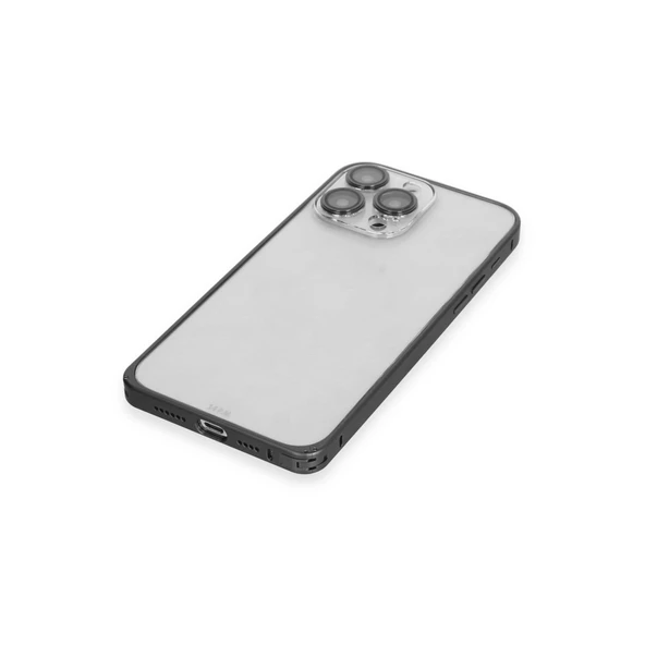 iPhone 15 Pro Max Metal Bumper Mat Kapak - Siyah - Resim 5